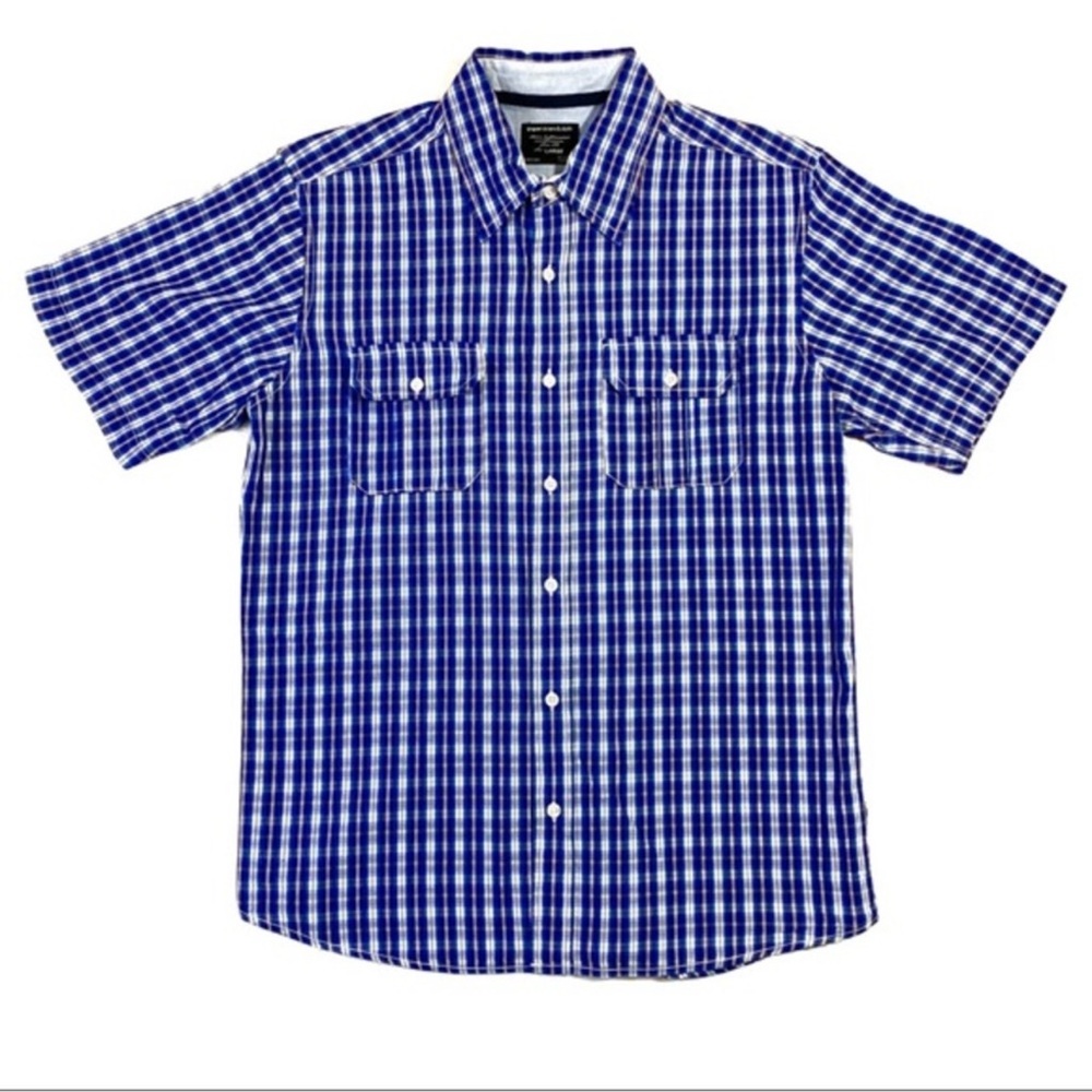 Paper Denim And Cloth Plaid‎ Short Sleeve Button Front Shirt